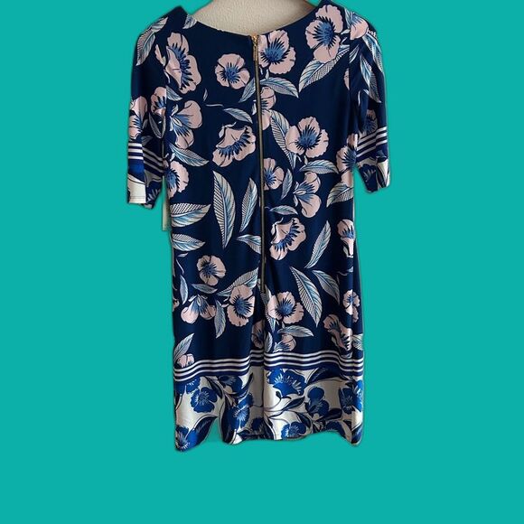 Eliza J Blue Sheath Dress Multi Color Pattern Size 4 - Picture 2 of 7